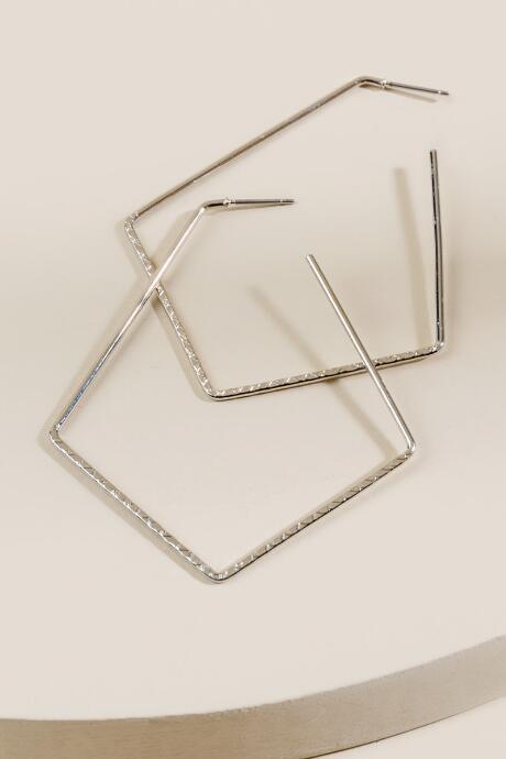 Francesca's Tessa Silver Geo Hoops - Silver