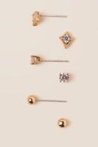 Francesca's Vera Cubic Zirconia Stud Earring Set - Gold