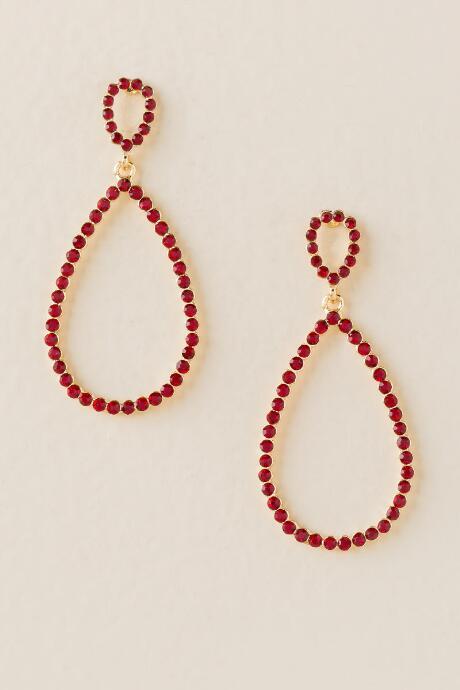 Francesca's Leigh Glass Teardrop Earrings - Red