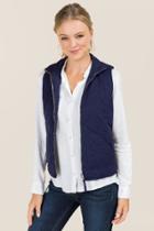 Mi Ami Amabella Quilted Side Zip Puffer Vest - Navy