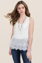 Blue Rain Ceri Eyelet Peplum Sleevelss Tank - Ivory