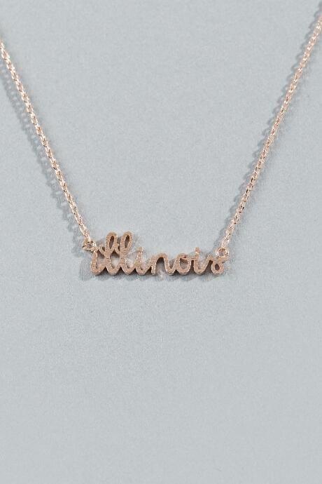 Francesca's Illinois Script Pendant In Rose Gold - Rose/gold