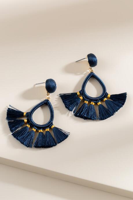 Francesca's Ember Tassel Earrings In Pine - Pine