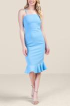 Francesca's Taryn Ruffle Hem Midi Dress - Baby Blue