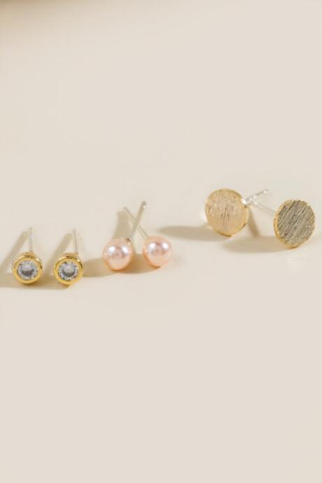 Francesca's Viviana Mixed Media Stud Earring Set - Pearl