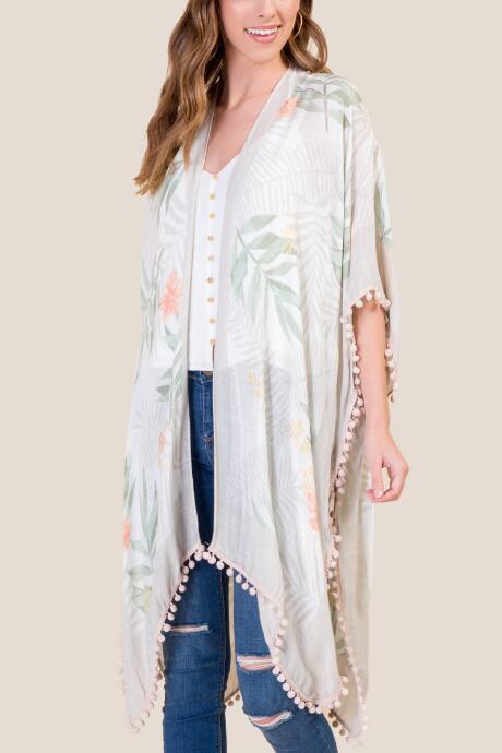 Francesca's Tropical Floral Kimono - Multi