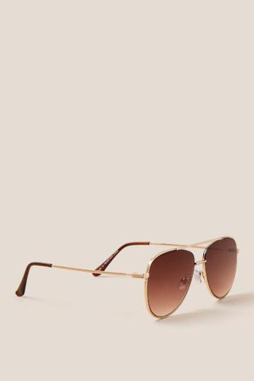 Francesca's Numero Uno Aviator Sunglasses - Brown