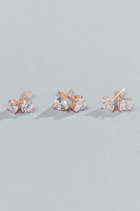Francesca's Zaylee Crystal Stud Set - Rose/gold