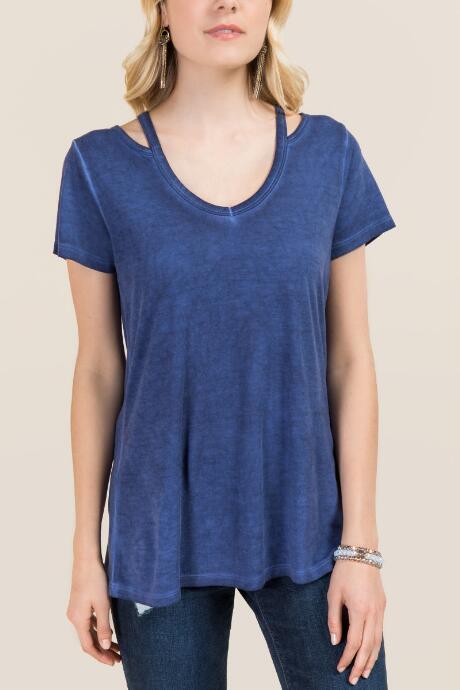Francesca's Rylie Mineral Wash Top - Navy