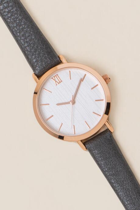 Francesca's Glenda Minimal Pebbled Watch - Gray