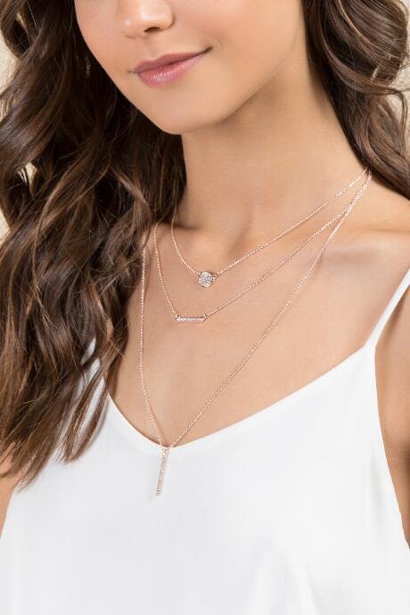 Francesca Inchess Royce Triple Layer Necklace In Rose Gold - Rose/gold