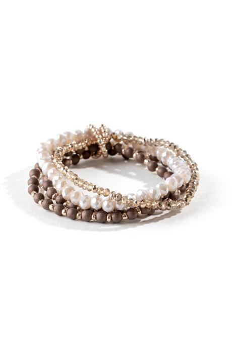 Francesca's Ashten Beaded Stretch Bracelet - Bronze