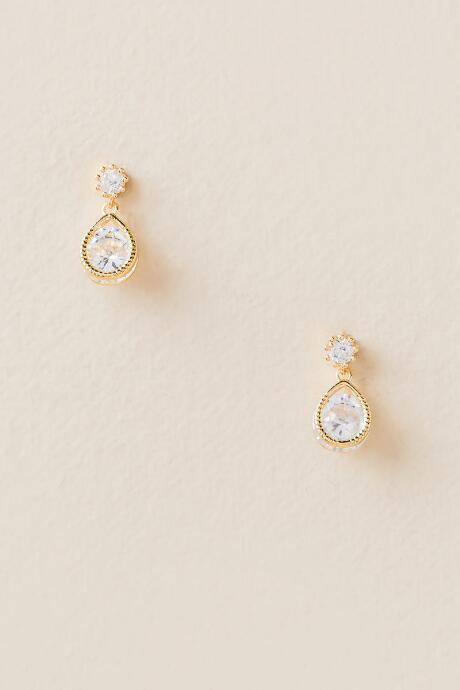 Francesca's Casey Cubic Zirconia Teardrop Earring - Crystal