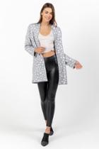 Francesca's Brett Animal Print Cardigan - Gray