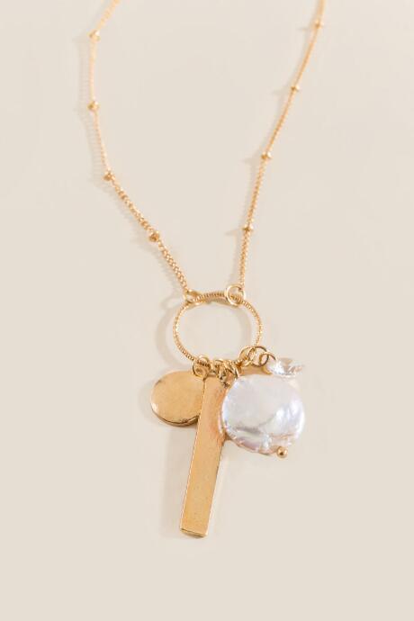 Francesca Inchess Kenzie Pearl Charm Cluster Pendant - Gold