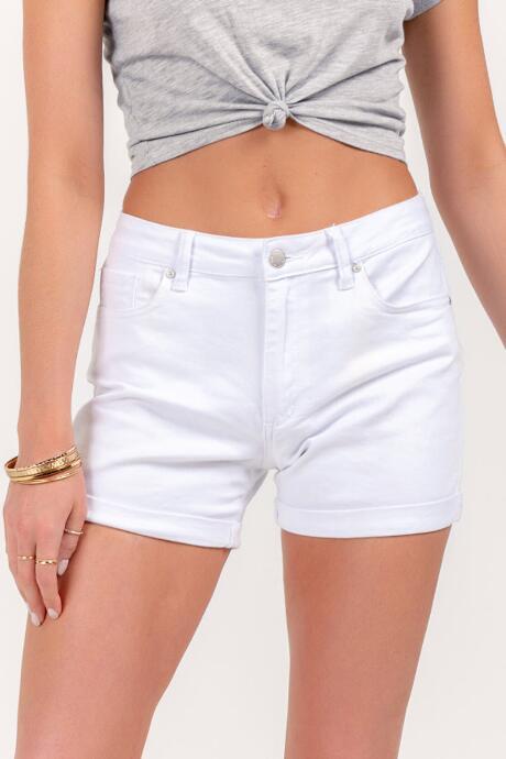 Francesca's Sylvia Cuff Shorts - White