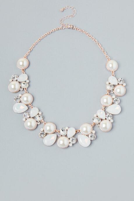 Francesca Inchess Mackenzie Pearl Statement Necklace - Rose/gold