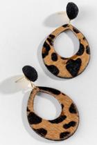 Francesca's Joanna Cheetah Teardrop Earrings - Brown