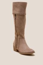 Mia Dax Fringe Trim Hi Shaft Boot - Taupe