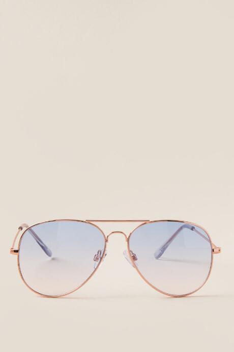 Francescas Avalon Blue Lens Aviators - Rose/gold