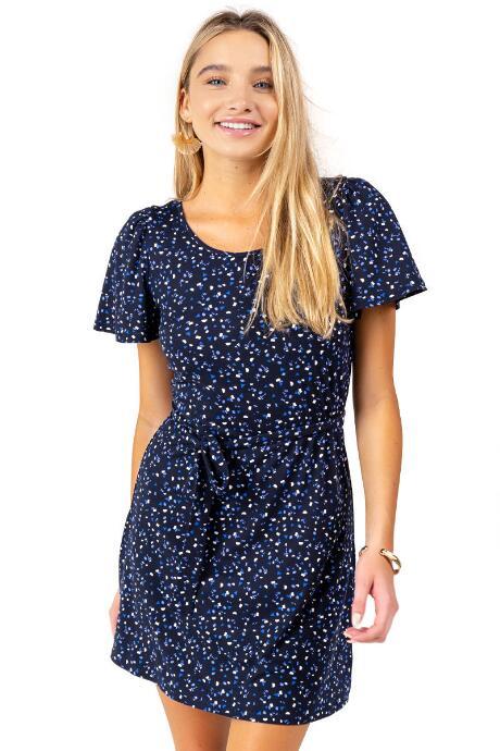 Francesca's Payton Confetti Tie Waist Dress - Black