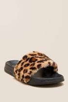 Francesca's Furrie Fur Slide Sandal - Leopard