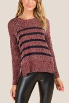 Francesca's Autumn Striped Sweater - Wine