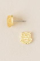 Francesca's Brushed Brass Owl Stud Earring - Gold