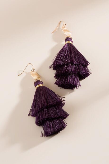 Francesca's Chandler Tassel Earrings - Purple