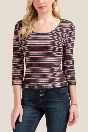 Francesca Inchess Ezra Lettice Edge Striped Tee - Forest