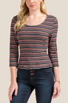 Francesca Inchess Ezra Lettice Edge Striped Tee - Forest