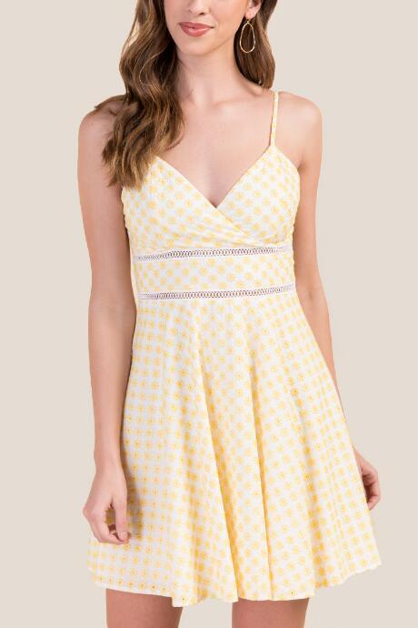 Francesca's Isabella Eyelet Skater Dress - Ivory