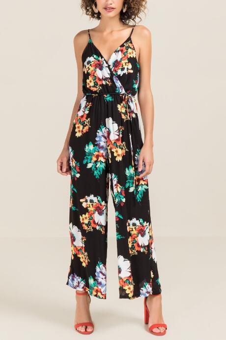 Francesca Inchess Farrah Floral Culotte Jumpsuit - Black