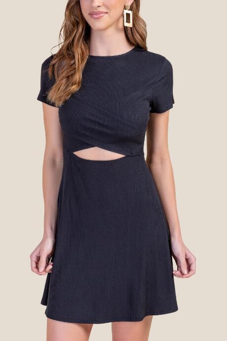 Francesca's Meghan Cut-out Skater Dress - Black