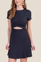 Francesca's Meghan Cut-out Skater Dress - Black