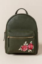 Francesca's Brooke Rose Embroidered Backpack - Olive