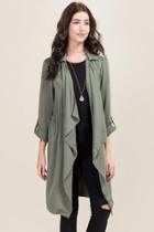 Francesca's Darcy Draped Twill Duster - Olive