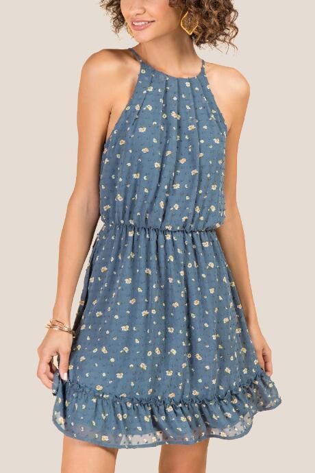 Francesca's Calliope Ruffle Bottom Dress - Dark Teal