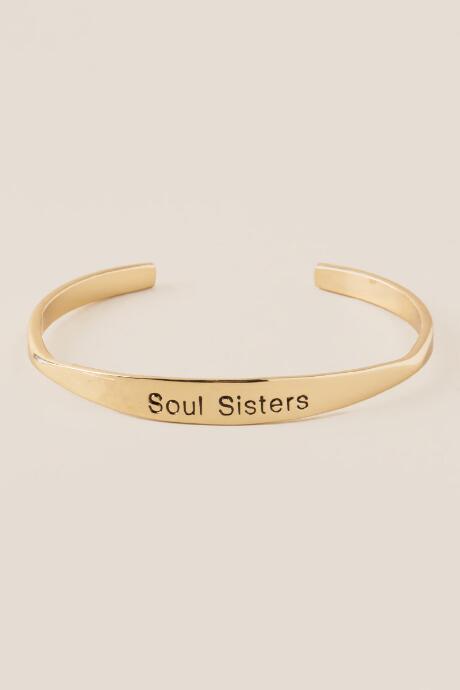 Francesca's Soul Sister Brass Cuff Bracelet - Gold