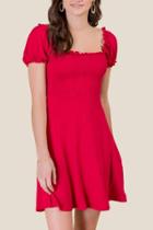 Francesca's Shania Smocked Top Skater Dress - Red