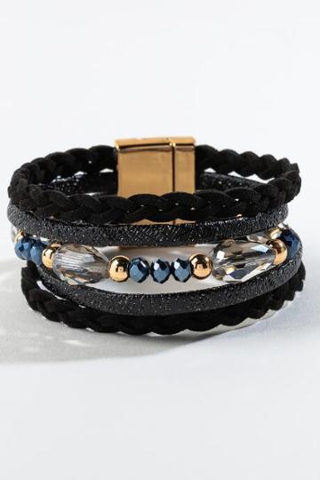 Francesca's Charis Braided Wrap Bracelet - Black