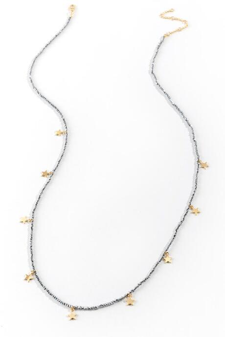 Francesca's Faye Star Drop Necklace - Hematite