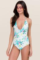 Francescas Izzie Tropical Floral One Piece Swimsuit - White