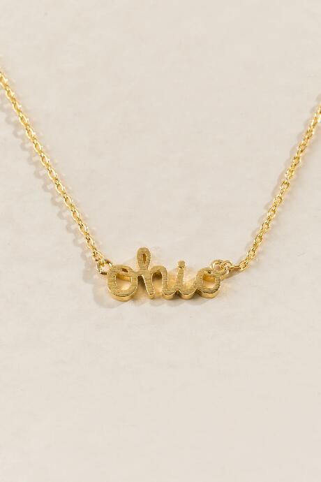 Francesca's Ohio Script Necklace In Gold - Gold