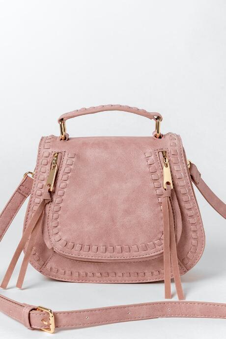 Francesca's Whipstitch Top Handle Crossbody - Rose