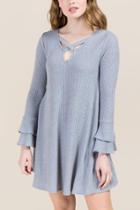 Francesca Inchess Daria Ribbed Hacci Knit Dress - Gray