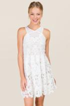 Francesca's Fae Crochet A-line Dress - White