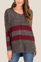 Francesca Inchess Rylie Drop Shoulder Stripe Sweater - Gray