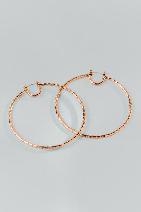 Francesca's Richland Hoop Earrings - Rose/gold