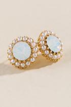 Francesca Inchess Victoria Pearl Halo Crystal Studs - White